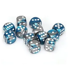 Recommended product: Chessex Gemini Steel Teal with White 16mm D6 (12 Dice)