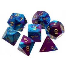 Recommended product: Chessex Gemini Purple Teal with Gold 7- Dice Set