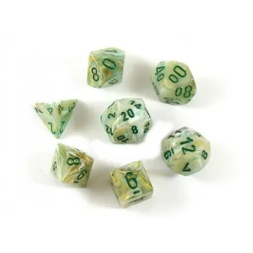 Chessex Marble Green with Dark Green 7- Dice Set - image of product number: 1