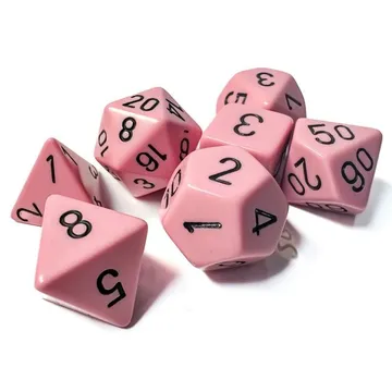 Chessex Opaque Pastel Pink/Black Polyhedral 7-Die Set - slika proizvoda pod brojem: 1