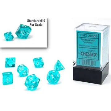Chessex Mini Translucent Teal with White 7-Dice Set - slika proizvoda pod brojem: 1