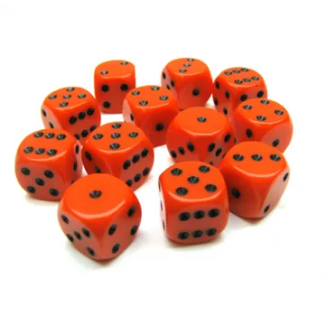 Chessex Opaque Orange with Black 16mm D6 Dice Block (12 Dice) - image of product number: 1