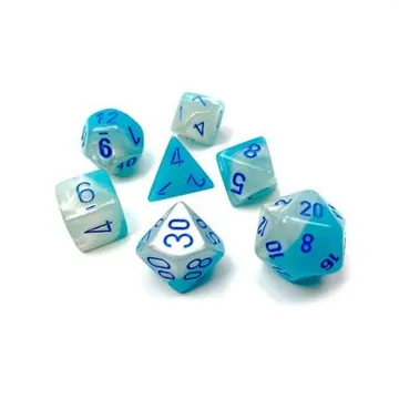 Chessex Gemini Pearl Turquoise- White with Blue Luminary 7-Dice Set - slika proizvoda pod brojem: 1