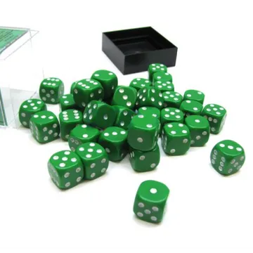 Chessex Opaque Green with White 12mm D6 Dice Blocks (36 Dice) - image of product number: 1