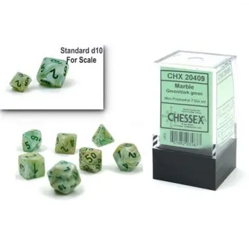 Chessex Mini Marble Green with Dark Green 7-Dice Set - slika proizvoda pod brojem: 1
