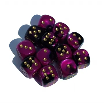 Chessex Gemini Black Purple with Gold 16mm D6 (12 Dice) - slika proizvoda pod brojem: 1