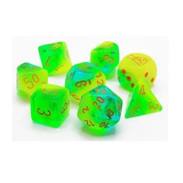 Chessex Gemini Luminary Plasma Green- Teal with Orange 7-Dice Set - slika proizvoda pod brojem: 1