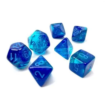 Chessex Gemini Blue-Blue with Light Blue Luminary 7-Dice Set - slika proizvoda pod brojem: 1