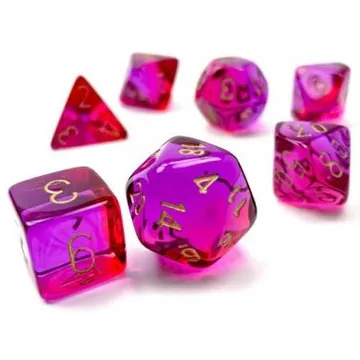Chessex Gemini Translucent Red- Violet with Gold 7-Dice Set - slika proizvoda pod brojem: 1