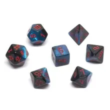 Recommended product: Chessex Gemini Black Starlight with Red