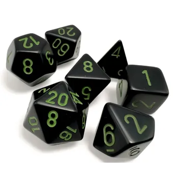 Chessex Opaque Black/Green Polyhedral 7-Die Set - slika proizvoda pod brojem: 1