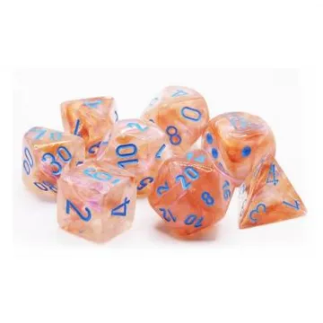 Chessex Borealis Luminary Rose Gold with Light Blue 7- Dice Set (Lab Dice) - slika proizvoda pod brojem: 1