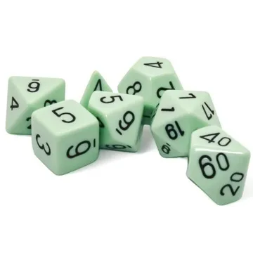 Chessex Opaque Pastel Green/Black Polyhedral 7-Die Set - slika proizvoda pod brojem: 1