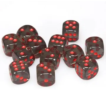 Chessex Translucent Smoke with Red 16mm D6 Dice Block (12 Dice) - slika proizvoda pod brojem: 1