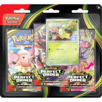 Pokemon TCG Mega Evolution Perfect Order 3-Booster Blister Chikorita - slika proizvoda pod brojem: 1