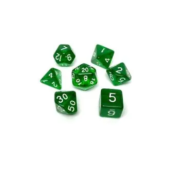 Chessex Mini Translucent Green with White 7-Dice Set - image of product number: 1