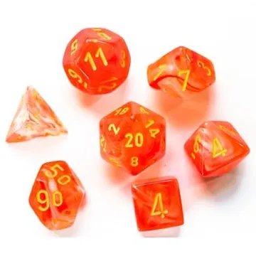 Chessex Ghostly Glow Orange with Yellow 7-Dice Set - image of product number: 1