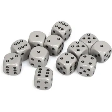 Chessex Opaque Dark Grey with Black 16mm D6 Dice Block (12 Dice) - slika proizvoda pod brojem: 1