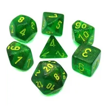 Recommended product: Chessex Borealis Maple Green with Yellow