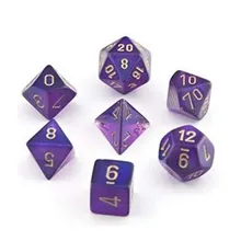 Recommended product: Chessex Borealis Royal Purple with Gold Luminary