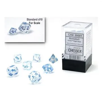 Chessex Mini Borealis Luminary Icicle with Light Blue 7 - Dice Set - slika proizvoda pod brojem: 1