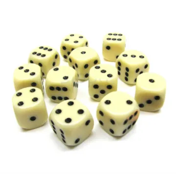 Chessex Opaque Ivory with Black 16mm D6 Dice Block (12 Dice) - slika proizvoda pod brojem: 1
