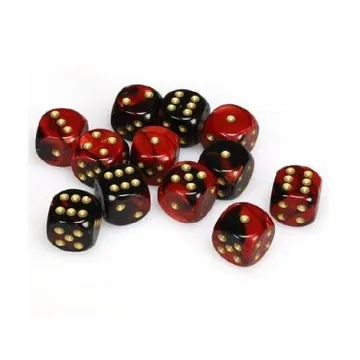 Chessex Gemini Black Red with Gold 16mm D6 (12 Dice) - slika proizvoda pod brojem: 1