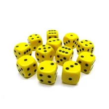 Recommended product: Chessex Opaque Yellow with Black 16mm D6 (12 Dice)