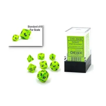 Chessex Mini Vortex Bright Green with Black 7-Dice Set - slika proizvoda pod brojem: 1