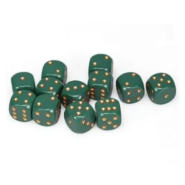 Chessex Opaque Dusty Green with Copper 16mm D6 Dice Block (12) - image of product number: 1
