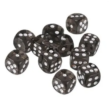 Chessex Translucent Smoke with White 16mm D6 (12 Dice) - image of product number: 1