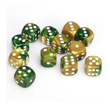 Chessex Gemini Gold Green with White 16mm D6 (12 Dice) - slika proizvoda pod brojem: 1