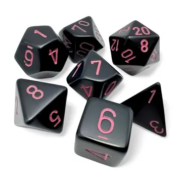 Chessex Opaque Black/Pink Polyhedral 7-Die Set - slika proizvoda pod brojem: 1