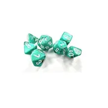 Recommended product: Chessex Mini Marble Oxi-Copper with White 7-Dice Set