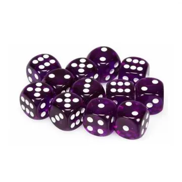 Chessex Translucent Purple with White 16mm D6 (12 Dice) - slika proizvoda pod brojem: 1