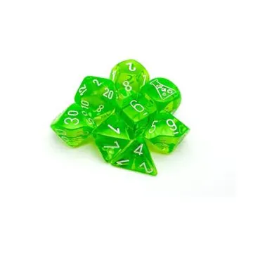 Chessex Translucent Rad Green with White 7-Dice Set with bonus die (Lab Dice) - slika proizvoda pod brojem: 1