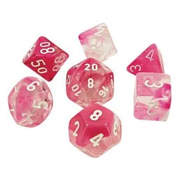 Chessex Gemini Clear Pink with White Luminary (Lab Dice) - image of product number: 1