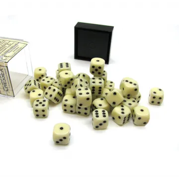 Chessex Opaque Ivory with Black 12mm D6 Dice Blocks (36 Dice) - slika proizvoda pod brojem: 1