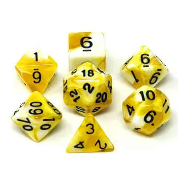 Kaissa Dual Yellow White with Black 7-Dice Set - slika proizvoda pod brojem: 1