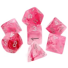 Preporučeni proizvod:  Chessex Ghostly Glow Pink with Silver 7-Dice Set