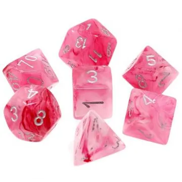 Chessex Ghostly Glow Pink with Silver 7-Dice Set - image of product number: 1