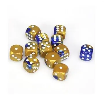 Chessex Gemini Blue Gold wih White 16mm D6 (12 Dice) - image of product number: 1