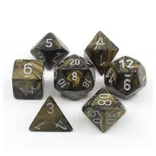 Recommended product: Chessex Leaf Black Gold with Silver 7- Dice Set