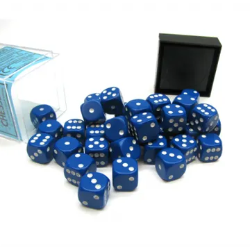 Chessex Opaque Blue with White 12mm D6 Dice Blocks (36 Dice) - image of product number: 1