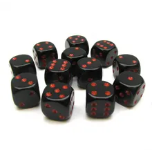 Recommended product: Chessex Opaque Black with Red 16mm D6 Dice Block (12 Dice)