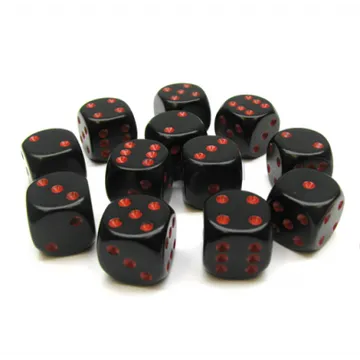 Chessex Opaque Black with Red 16mm D6 Dice Block (12 Dice) - image of product number: 1