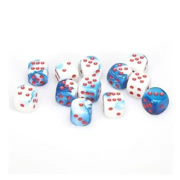 Chessex Gemini Astral Blue White with Red 16mm D6 (12 Dice) - image of product number: 1