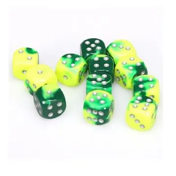 Chessex Gemini Green Yellow with Silver 16mm D6 (12 Dice) - slika proizvoda pod brojem: 1