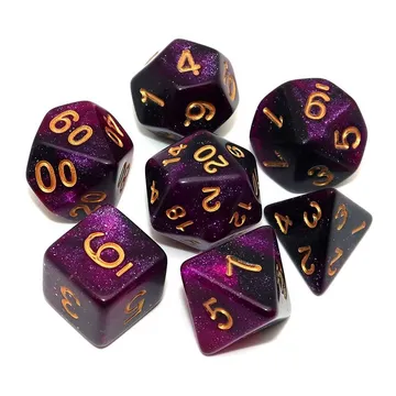 Kaissa Starry Purple Black with Gold 7-Dice Set - slika proizvoda pod brojem: 1