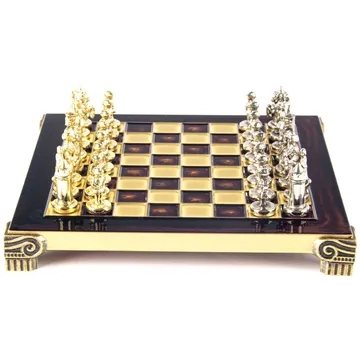 Byzantine Metal Chess set with Gold & Bronze Chessmen & 20cm Chessboard in Red - slika proizvoda pod brojem: 1